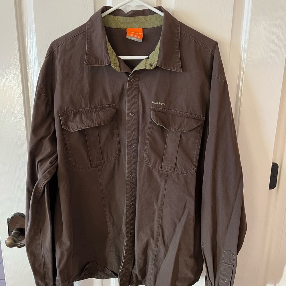 Mens merrell brown long sleeved shirt size XXL